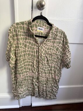Duvin Alligator Print Short-Sleeve Camp Shirt